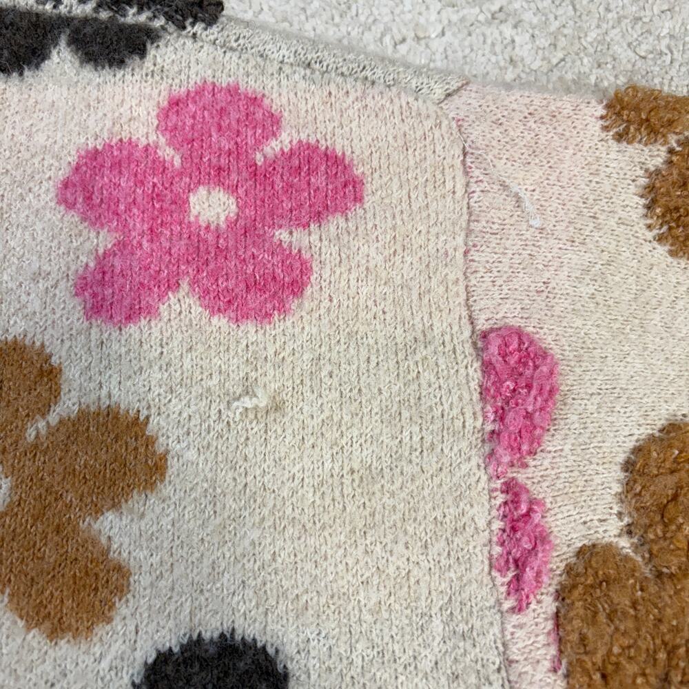 Hayden Los Angeles Fuzzy Textured Floral Relaxed Sweater Cardigan Size 1XL - Picture 5 of 5